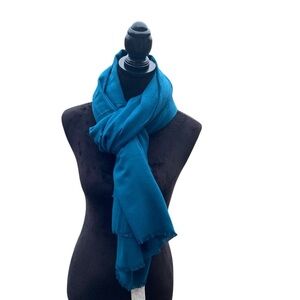 Chico’s‎ Cozy Shawl Pashmina Scarves Oblong Teal Convertible Fringe One Size NWT